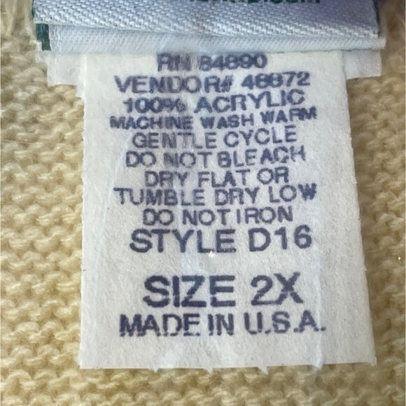 Vintage Haband Womens 2X Long Sleeve Sweater Made In USA Beige Knit Pullover New - Picture 4 of 5